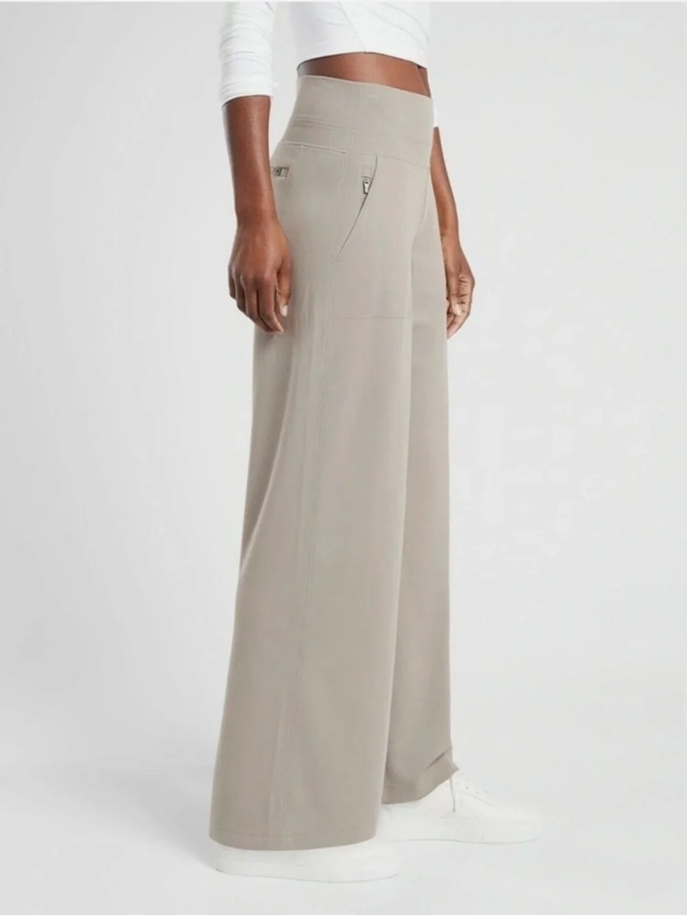 Athleta Dark Taupe Grey Venice High Rise Wide Leg Elastic Waist Pant Size XS - Picture 1 of 12